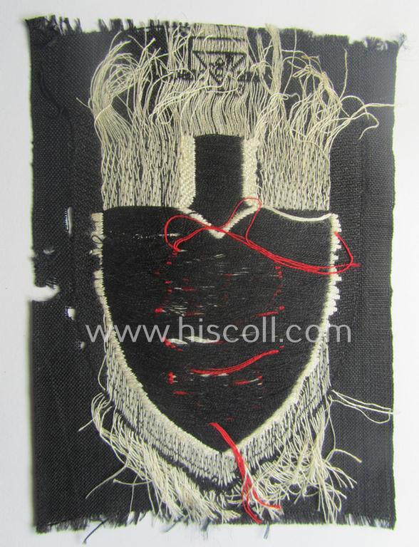 Attractive - never before seen and rarely encountered! - EM- (ie. NCO-) pattern, so-called: RAD (ie. 'Reichsarbeitsdienst') sleeve-badge (or: 'Dienststellenabzeichen') bearing the (to date unidentified!) specialist-designation: 'W 40a'