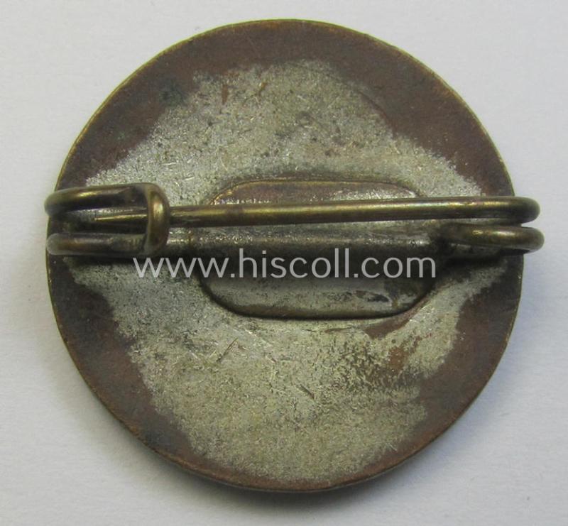 Neat - albeit clearly used! - multi-coloured enamelled 'Mitgliedsabzeichen' as intended to signify membership within the: 'HJ' (or: 'Hitlerjugend') before June 1932 (being a badge of the 1st pattern that is void of a makers'-designation)