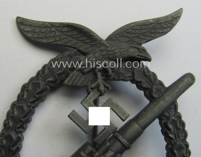 Attractive - and actually not that often seen! - 'Feinzink'-based example of a mid-war-period- and non-maker-marked WH (Luftwaffe) 'Flakkampfabzeichen' (or: airforce anti-aircraft badge) as was produced by a to date unknown maker