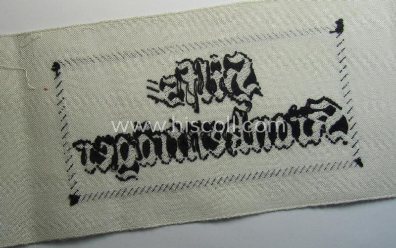 Superb, white-coloured- and/or linnen-based WH (Heeres) armband (ie. 'Armbinde') as was intended for WH (Heeres) staff-members working as: 'Hilfs-Krankenträger' and that comes in a 'virtually mint- ie. unissued'-, condition
