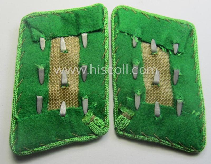 Pair of fully matching, bright-green-coloured- (and/or bright-green-piped-) WH (Luftwaffe) collar-patches (ie. 'Kragenspiegel') as was intended for usage by a: 'Soldat der LW-Felddivisionen'