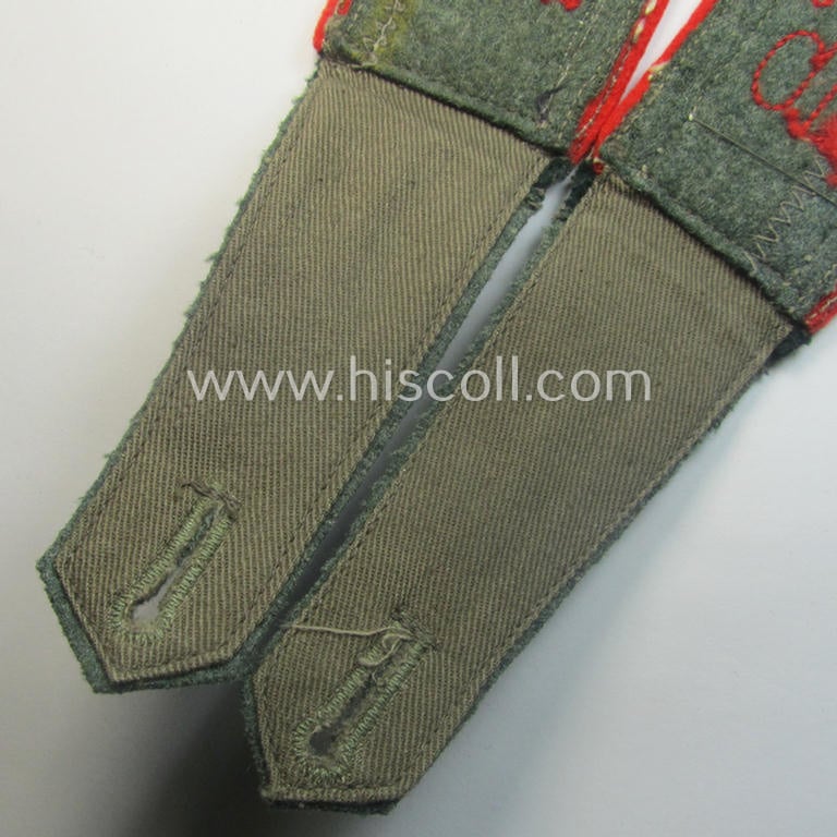 Pair of early-war-period, WH (Heeres) 'M40'-pattern, 'cyphered' NCO-type shoulderstraps as intended for an: 'Uffz. u. Mitglied des Artillerie-Rgts. 116' (part of the '5. Panzer-Div.')