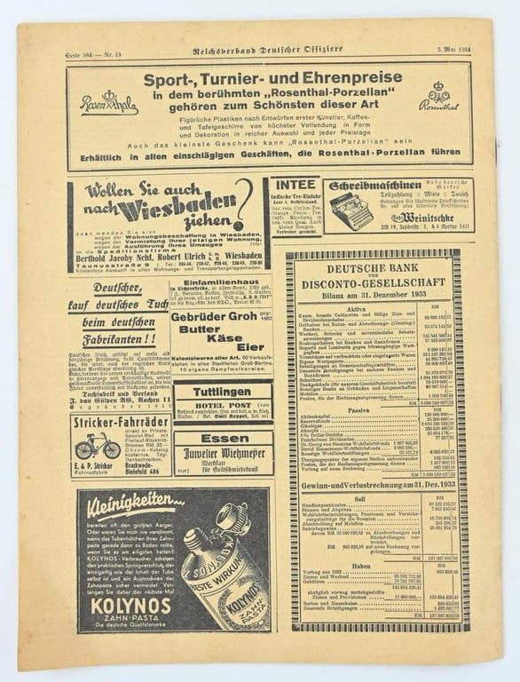German Newspaper 'Reichsverband Deutsche Offiziere'