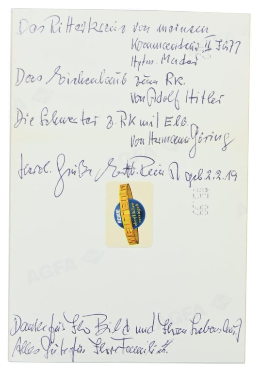 Signature of Luftwaffe KC-OLC&S Recipient 'Ernst-Wilhelm Reinert'