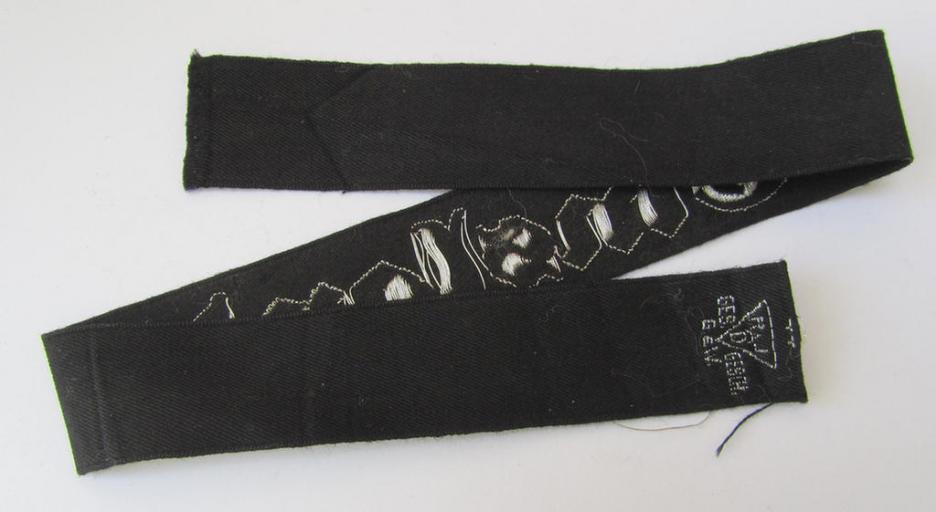 Attractive, RAD (ie. 'Reichsarbeitsdienst') officers'-pattern, commemorative cuff-title (ie. 'Dienstärmelstreifen') depicting the text: 'Emsland' (as was intended for commisioned-staff working on the various 'Westwall'-fortifications)