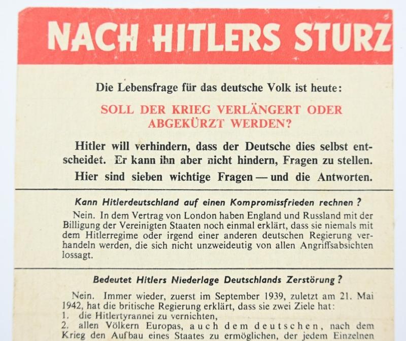 Allied WW2 Droppingsflyer 'Nach Hitlers Sturz'