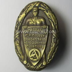 Golden-bronze-toned- and/or copper-based, SA-related day-badge (ie. 'tinnie' or:...