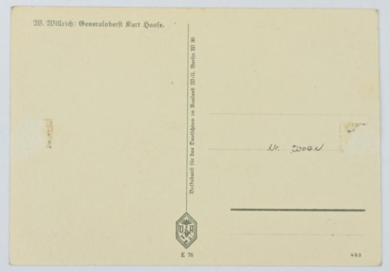 German WH Postcard 'Generaloberst Kurt Haase'