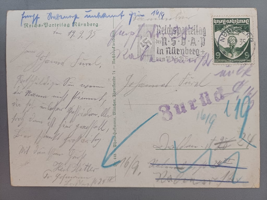 Reichsparteitag nurnberg postcard 1935