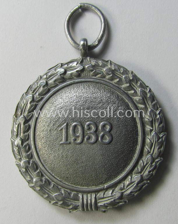 Atttractive, 'Luftschutz-Ehrenzeichen 2. Stufe' being a maker- (ie. '10'-) marked example as executed in zinc-based metal (ie. 'Feinzink') as was produced by the maker: 'Foerster & Barth'