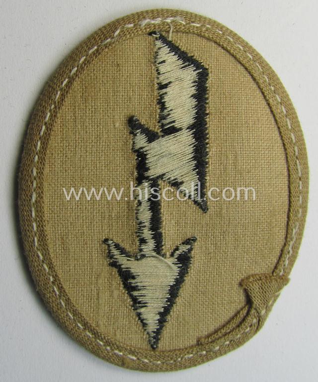 Attractive, WH (Heeres) 'tropical-styled', trade- and/or special-career insignia (or: 'Signal Blitz') as was intended for usage by a soldier (ie. NCO) who served within the: 'Pionier-Truppen'