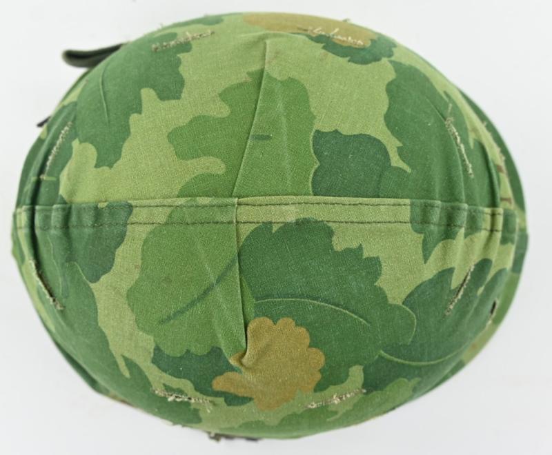 US Vietnam War Infantry helmet with camouflage cover and liner