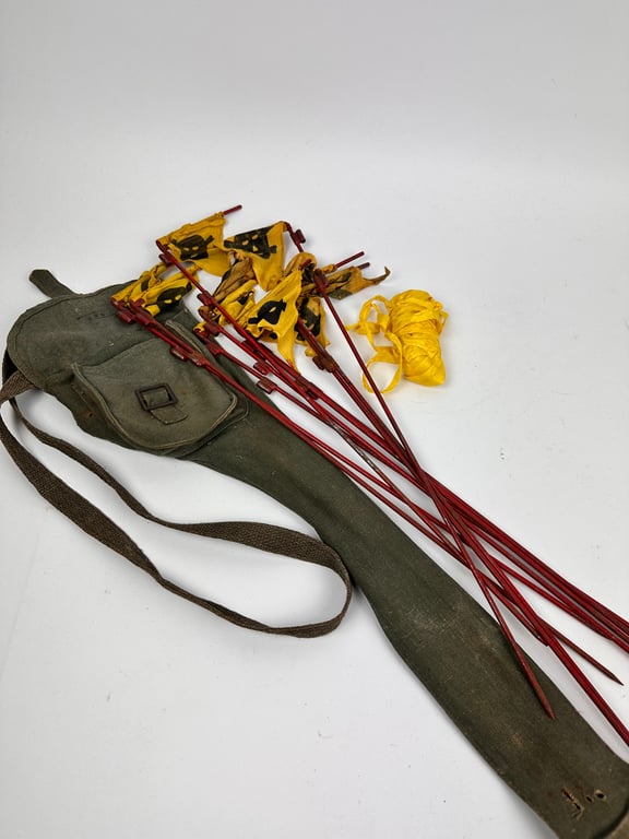 German WH Gas Warning Flag Set with  Carrying Pouch