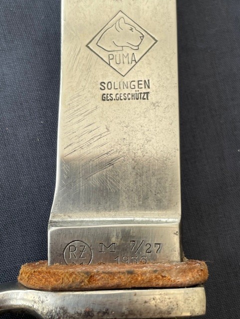 WW2 HITLER YOUTH KNIFE MY PUMA WITH MOTTO AND DATED 1936