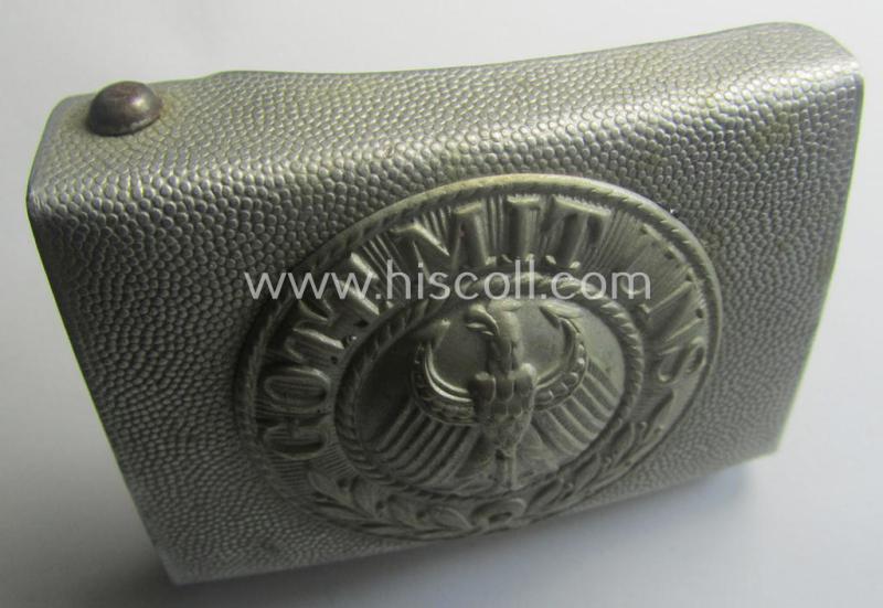 Unusual, 'Reichswehr'-period, silverish-coloured- and/or typical nickle-chrome-based belt-buckle (ie. 'Koppelschloss für Unteroffiziere u. Mannschaften') that comes in a just minimally used- ie. worn, condition