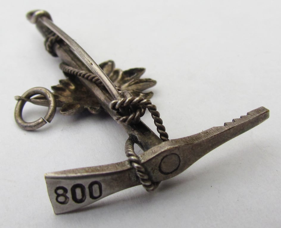 German Alpine Edelweiss Stickpin – Silver 800 – DRGM Registered – c.1930s