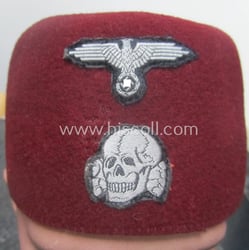 Superb, maroon-red-coloured, Waffen-SS-pattern so-called: 'Fez' having a neat...