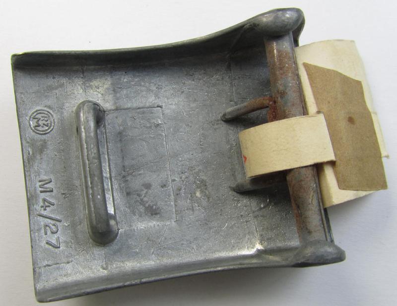 Stunning - and actually rarely encountered! - 'HJ- o. Hitlerjugend'-belt-buckle being a clearly maker- (ie. 'RzM M4/27'-) marked example (with period-attached 'RZM'-etiket!) that comes in an overall wonderful- (ie. 'virtually mint'!-), condit...