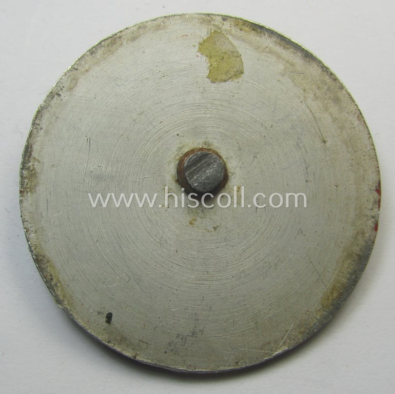 Neat - and fairly unusually seen! - WWII- (ie. TR-) period, so-called: license-plate-plaque, being a bright-red-coloured- and/or aluminium-based example that shows the superimposed text: 'Der Landrat des Kreises - Hof'