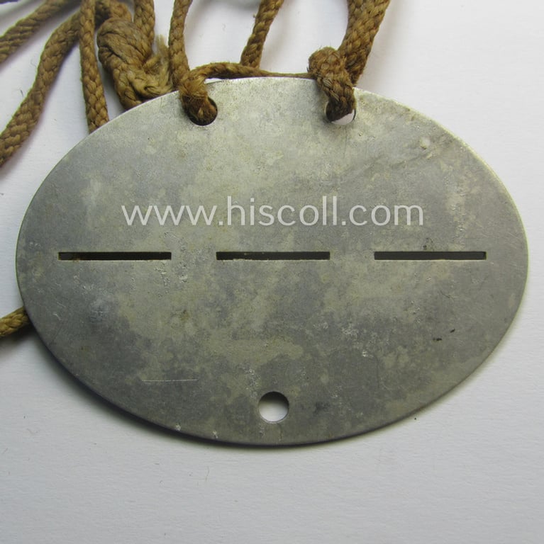 Aluminium-based, WH (Heeres) (ie. 'Infanterie'-related) ID-disc bearing the clearly stamped unit-designation that reads: 'Stb. II./J.R. 80' and that comes mounted onto its (period-attached) cord