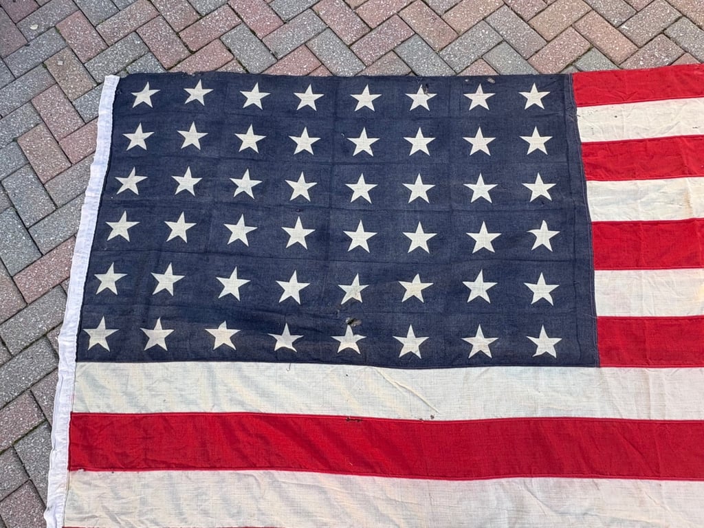 SCARCE WWII 48 STAR AMERICAN WARTIME FLAG OPERATION OVERLORD.