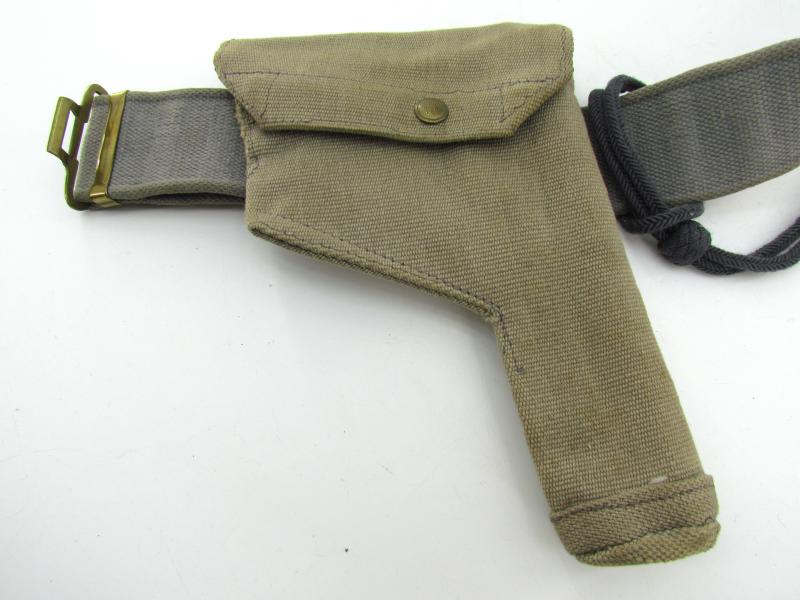 British WWII RAF Blue Web Pistol Holster, Ammo Pouch & Belt Set