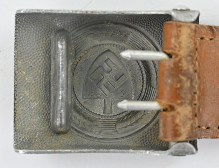 German RAD Beltbuckle with leather tab