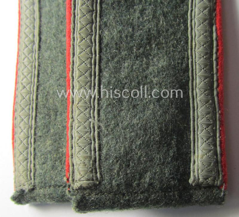 Attractive - and fully matching! - pair of WH (Heeres) early- (ie. mid-) war-period- (ie. 'M40'- ie. 'M43'-pattern), 'standard-issued' NCO-type shoulderstraps as was intended for an: 'Unterwachtmeister eines (Sturm)Art.-Abts. o. Rgts.'