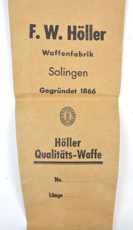 German WH Sword Paper Cover 'F.W. Holler'