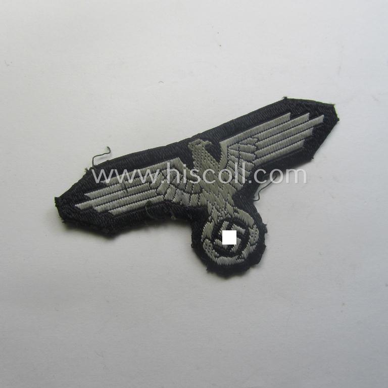 Truly worn, mid- (ie. later-) war-pattern 'Waffen-SS'-type so-called: 'BeVo'-pattern, EM- (ie. NCO-) type side-cap eagle that comes in a just moderatrey used- (ie. neatly confectioned and/or carefully cap-removed-), condition