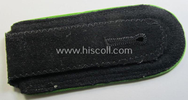 Attractive - albeit regrettably single! - Waffen-SS, NCO-type shoulderstrap as piped in the bright-green-coloured branchcolour as was intended for usage by an: 'SS-Unterscharführer' who served within the: 'SS-Panzer-Grenadier-Truppen'
