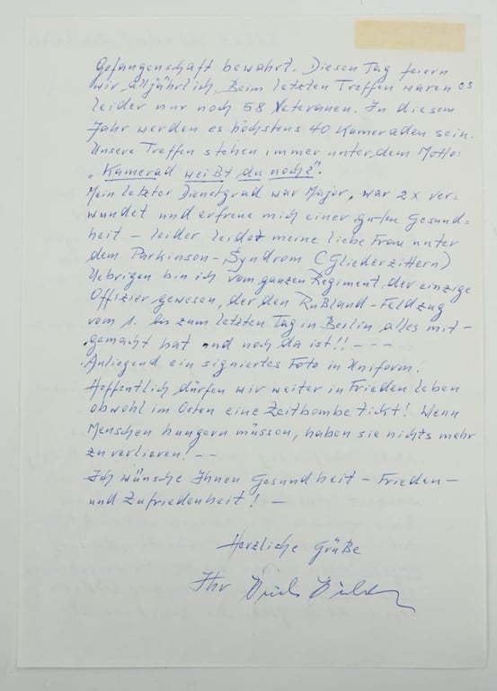 Signature of Wehrmacht Heer KC Recipient 'Erich Eichler'