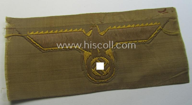 WH (Kriegsmarine) 'tropical-issue' (ie. DAK or: 'Deutsches Afrika Korps'-related-) breasteagle, as executed in neat so-called: 'BeVo'-weave style that comes in a 'virtually mint- ie. unissued', condition