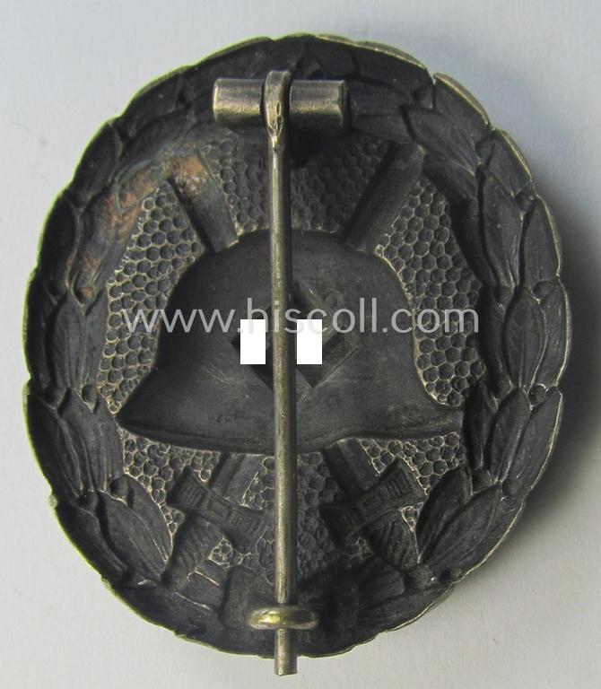 Luxuriously-styled, early-pattern silver-class wound-badge (ie.: 'Verwundeten Abzeichen in Silber') being a detailed so-called: 'Spanish Civil-War'-version that comes in a just moderately used- and/or worn, condition