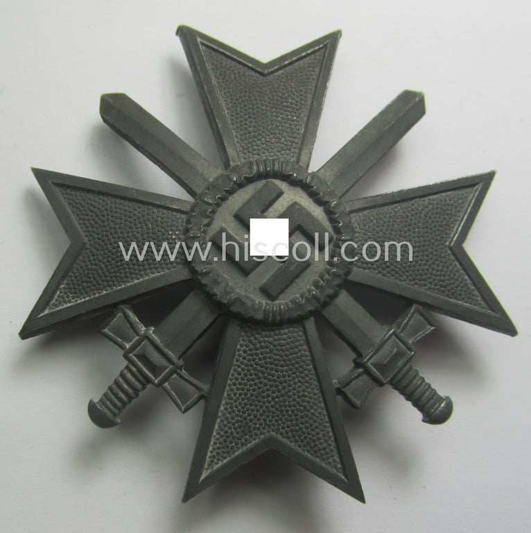 Very converse-shaped, 'Kriegsverdienstkreuz 1. Klasse mit Schw.' being a maker- (ie. '4'-) marked (and/or 'Feinzink'-based) specimen by the maker: (ie. 'Hersteller') 'Steinhauer & Lück'
