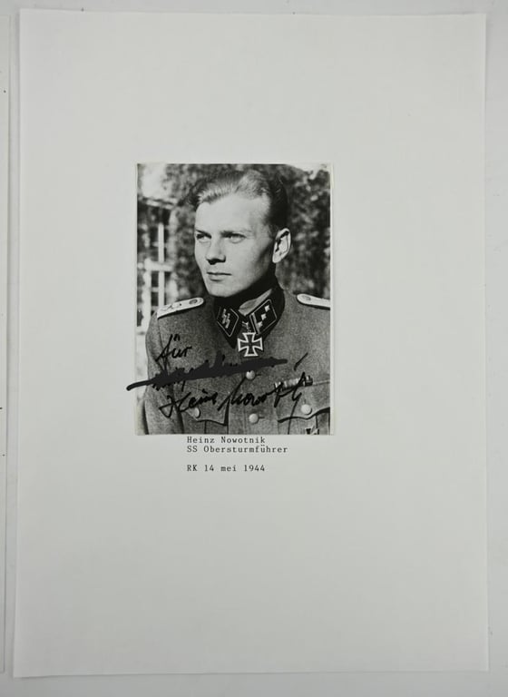German Waffen-SS Knight's Cross Recipient Portait Picture with Signature 'Heinz Nowotnik'