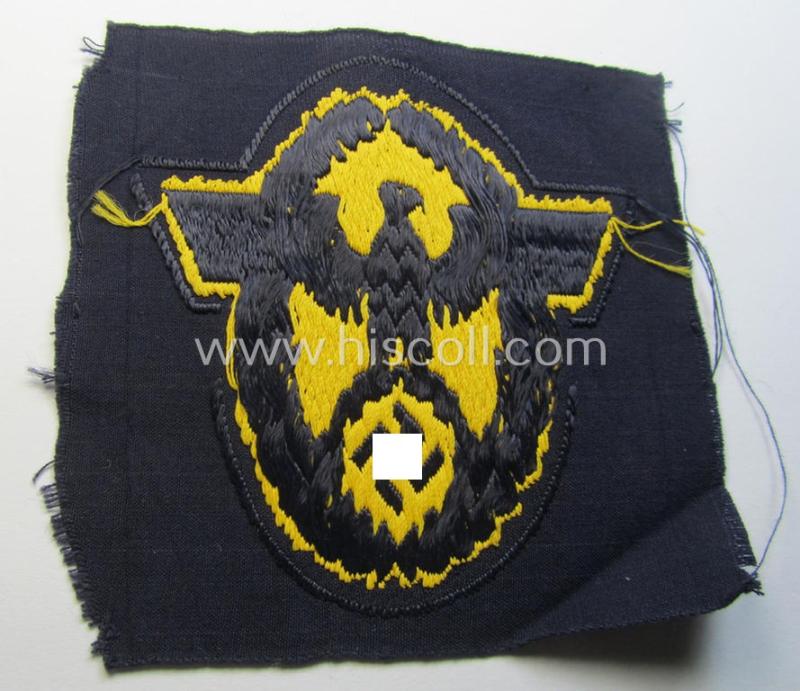 Attractive, golden-yellow-toned- (and/or neatly 'BeVo'-woven!) arm-eagle (ie. 'Wasserschützpolizei-Ärmeladler') as was intended for usage on the various, darker-blue-coloured: 'Wasserschützpolizei'-tunics