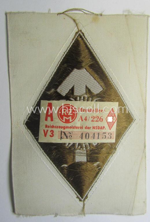 HJ- (ie. 'Hitlerjugend') 'Leistungsabzeichen in Bronze in Stoff' that retains its period-attached 'RzM'-etiket