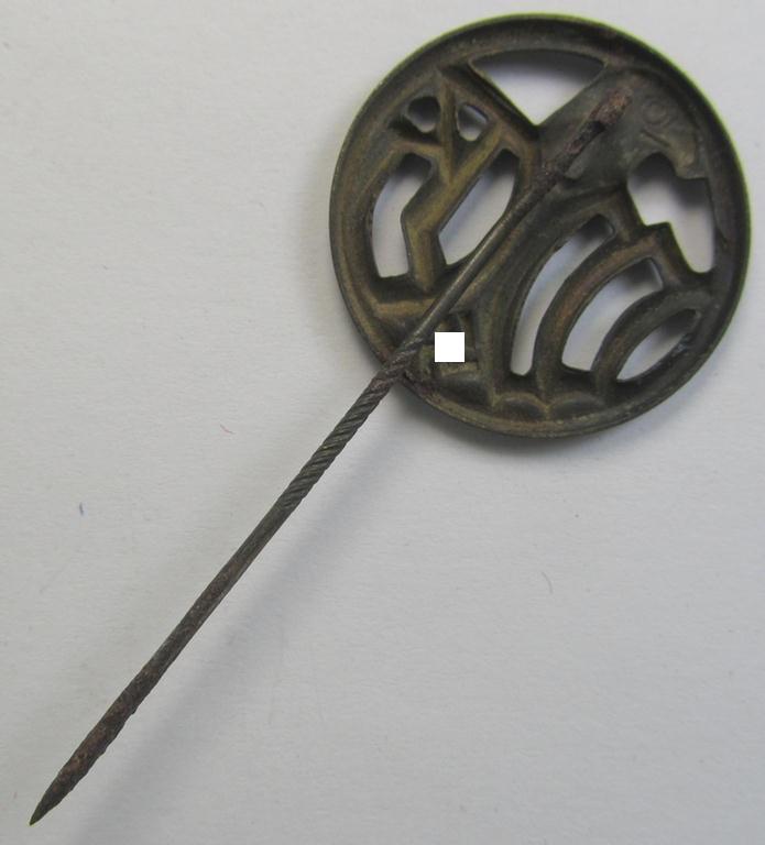 Attractive - and actually scarcely encountered! - WH-related lapel-pin (ie. 'Brosche') as was specifically intended for a: 'Wehrmachtsgefolge' (being a nicely preserved example that comes mounted onto its longer-sized pin)
