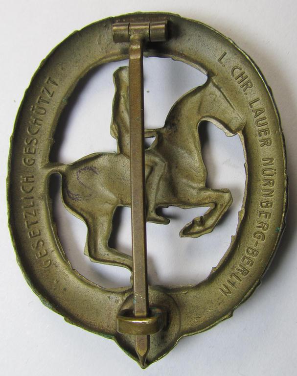 Attractive - and actually fairly scarcely encountered! - so-called: 'Deutsches Reiterabzeichen der 3. Klasse (ie. 'in Bronze') being a maker- (ie. 'L.Chr. Lauer'-) marked example that comes together with its accompanying 'Halbminiatur'