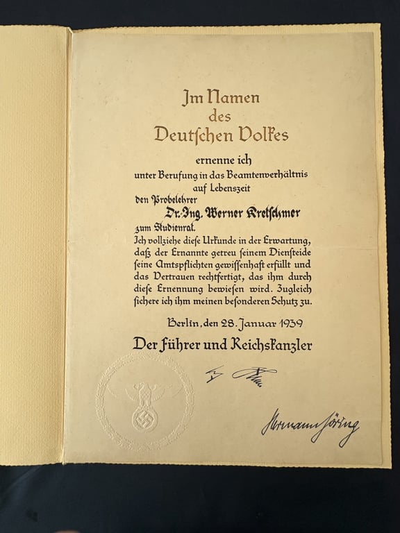 AUTHENTIC GERMAN WW2 HAND INK SIGNATURE OF NAZI LEADER REICHMARSCHALL HERMANN GORING.