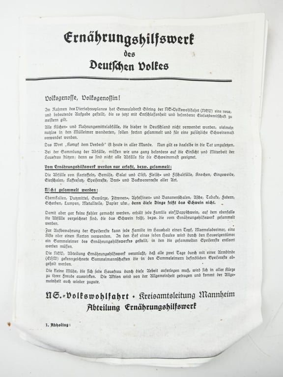 German Third Reich Enamel Bucket 'Ernährungshilfswerk'