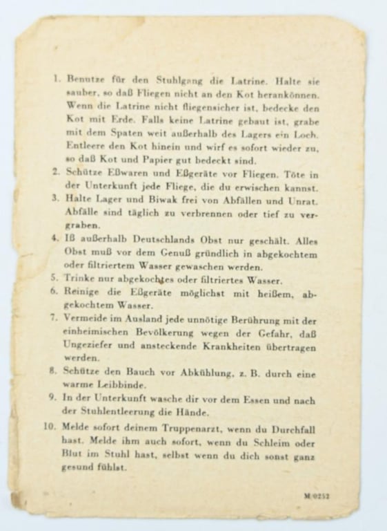 German WH instruction leaflet 'Ruhr'
