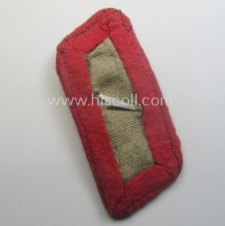 Early- (ie. mid-) war-period - albeit regrettably single! - WH (Heeres) black-coloured, woolen-based- and/or bright-pink-piped: 'Panzer'-collar-tab having an aluminium based 'Totenkopf' (ie. skull) attached