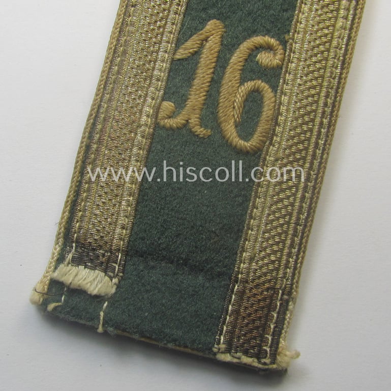 Single, early-period- (ie. 'Reichswehr'-era) WH (Heeres) 'cyphered' NCO-type shoulderstrap: 'Unteroffizier des Infanterie-Rgts. 16'