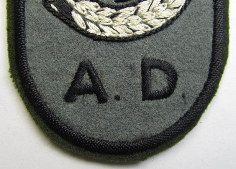 Superb - and presumably Dutch-produced! - example of an: 'Arbeidsdienst Meisjes (o. ADM') related arm-badge (being an attractive and hand-embroidered example that was presumably intended for officers'-usage)
