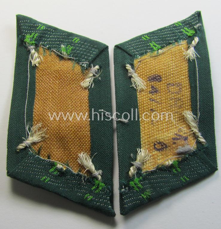 Superb, WH (Heeres) pair of (later-war-pattern) officers'-type collar-tabs (ie. 'Kragenspiegel für Offiziere') as executed in 'BeVo'-weave pattern as was intended for an officer serving within the: 'Panzer-Grenadier-Truppen'