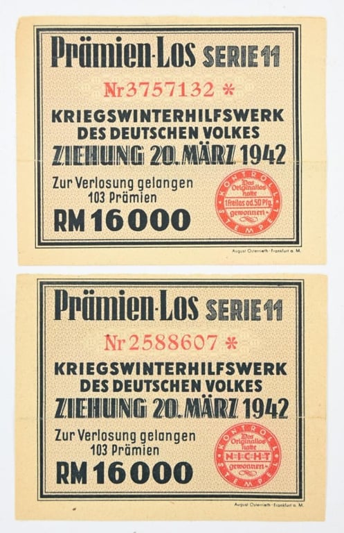 German WHW Lottery Tickets