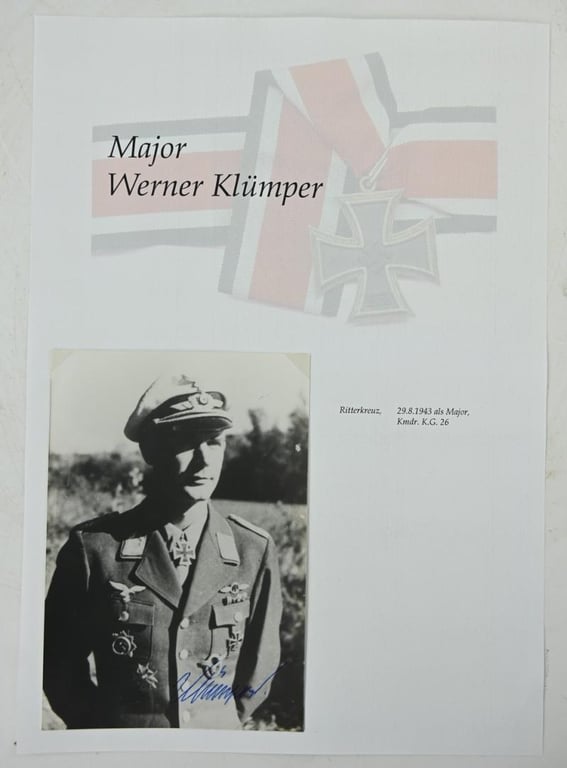 Signature of Luftwaffe KC Recipient 'Werner Klümper'