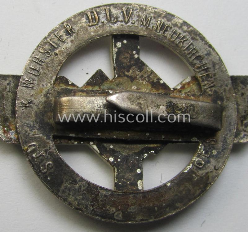 Luxuriously-styled so-called: DLV (ie. 'Deutscher Luftsport Verband') visor-cap-device (ie. 'Abzeichen für die Schirmmütze') being a neatly maker- (ie. 'K. Wurster'- and 'DLV'-) marked example